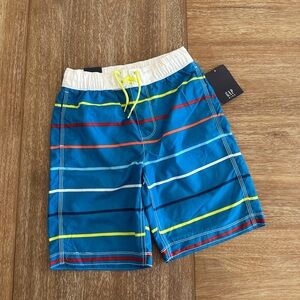 GAP Kids’ Blue and White Swim Trunks with Adjustable Waistband
